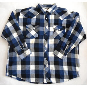 Big Mac Workwear Shirt Mens Buffalo Plaid Heavyweight Cotton Snap Button 3XLT